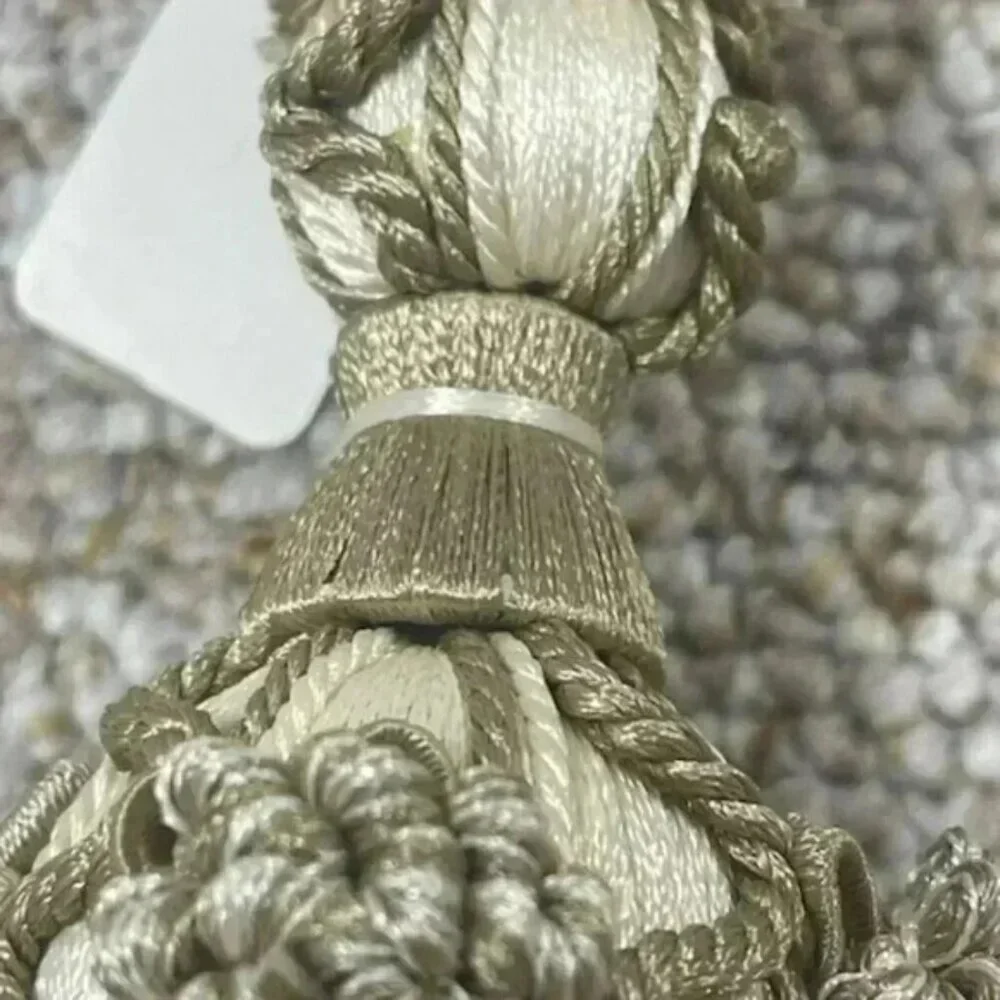 VTG FRENCH TASSEL BEIGE CURTAIN,‎ DRAPERY LUXURY TIEBACK, SHABBY CHIC DEC…